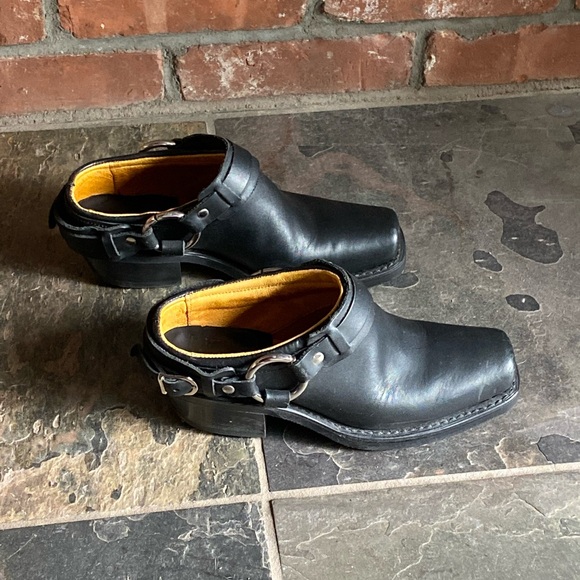 Frye Black Leather Mules with Silver Accents - Picture 3 of 8